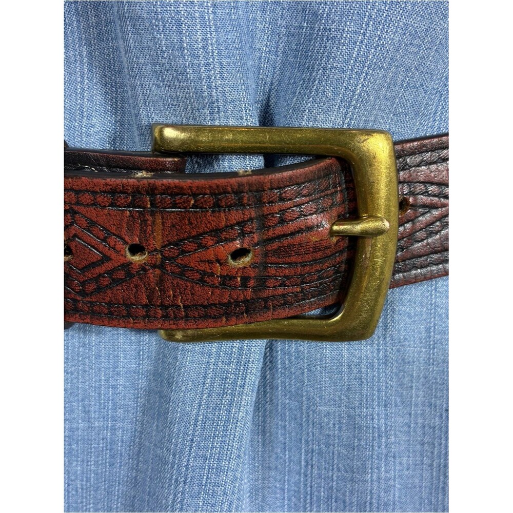 Wrangler Womens belt genuine tooled leather has been cut to 46” long Western